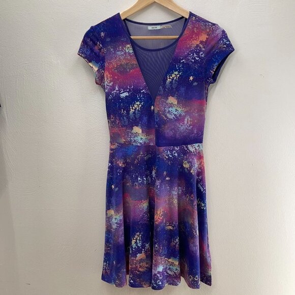 Kimchi Blue Size Small Urban Outfitters Peekaboo Purple/Blue Fit & Flare Dress - Picture 1 of 8